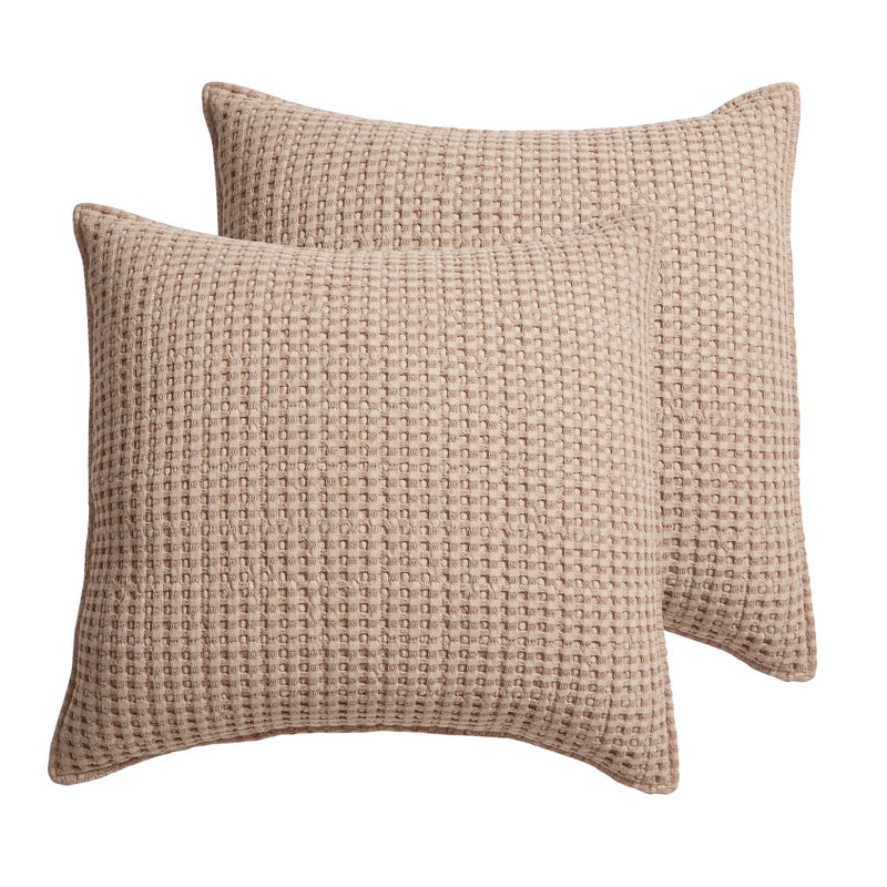 Levtex Home - Mills Waffle - Euro Sham (Set of Two) - Blush - Sham Size (26x26in.), No Insert - Image 1